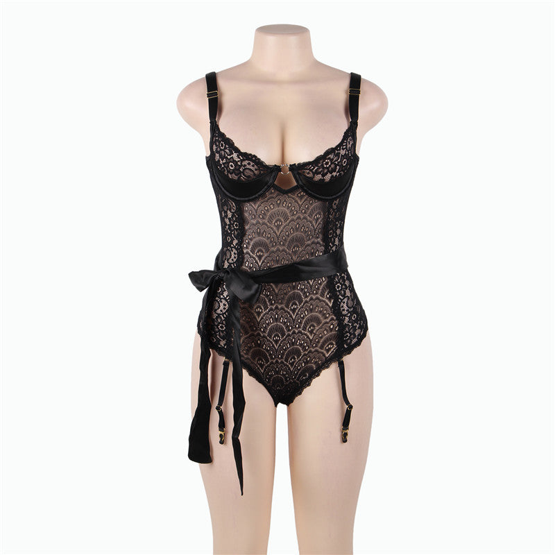 Body Dentelle Femme Grande Taille – Sexy Tenue de Club, Noir & Rouge Vin