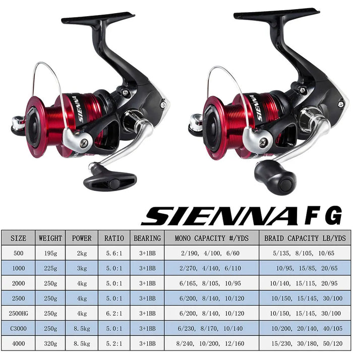 SHIMANO SIENNA moulinet de pêche filature AR-C bobine en métal les deux eau douce et l'eau de mer peuvent être utilisé moulinets de puissance maximale de 8.5kg