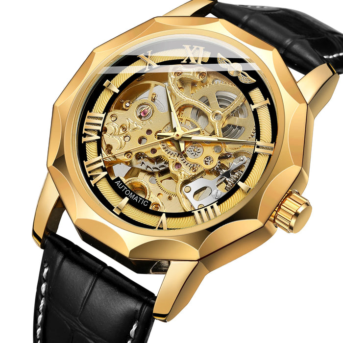 Men's Automatic Chronograph Watch - Casual Leather Strap - Quartz Mechanical