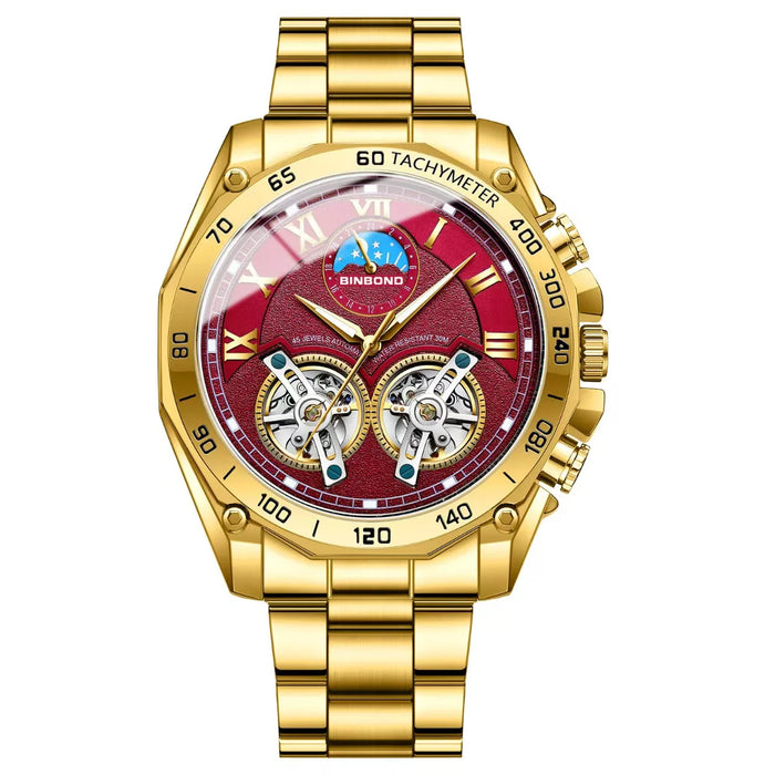 Montre Homme Calendrier Étanche Lumineux Grand Cadran Doré Noir - QM Luxe Quartz