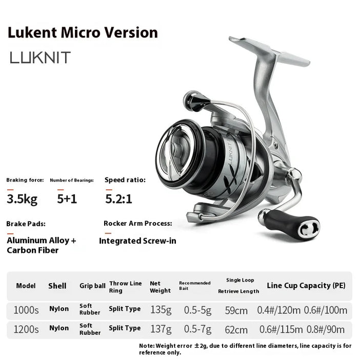 Moulinet de pêche ultraléger en carbone 1000S–1200S, rapport de vitesse 5.2:1, traînée maximale de 9 kg, moulinet de pêche micro-leurre pour eau douce et salée