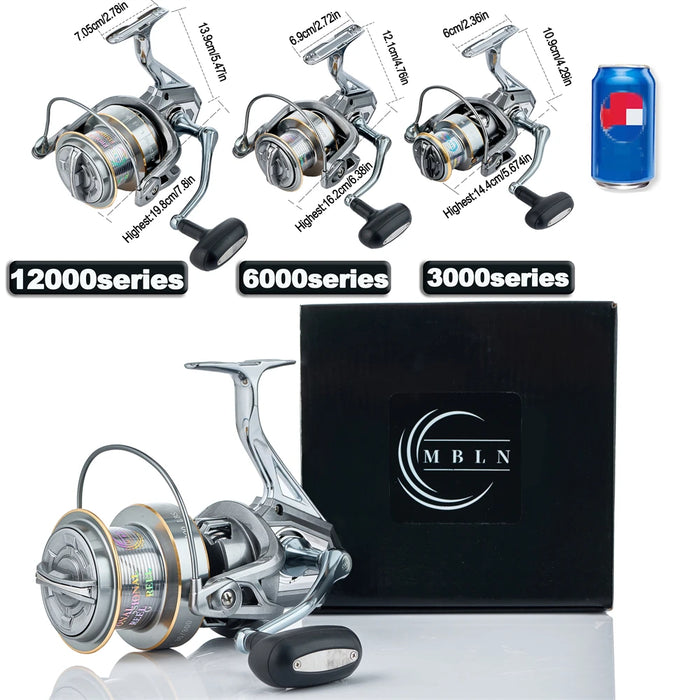 Moulinet de pêche spinning MBLN 90% métal 25kg/55lb