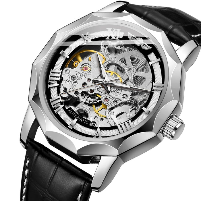 Men's Automatic Chronograph Watch - Casual Leather Strap - Quartz Mechanical