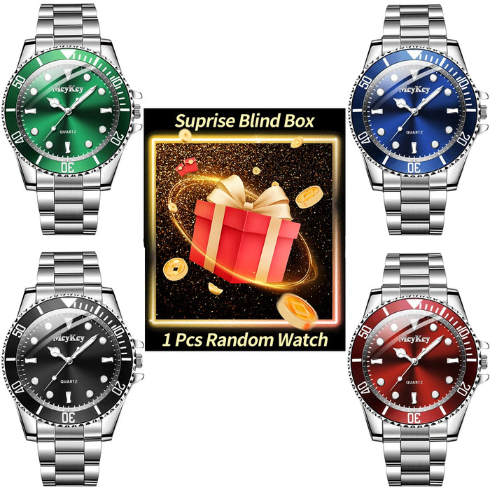 1PC Surprise mystère montre boîte aveugle-mode grand cadran hommes montres d'affaires horloge décontractée sport montre-bracelet à Quartz (sans boîte)