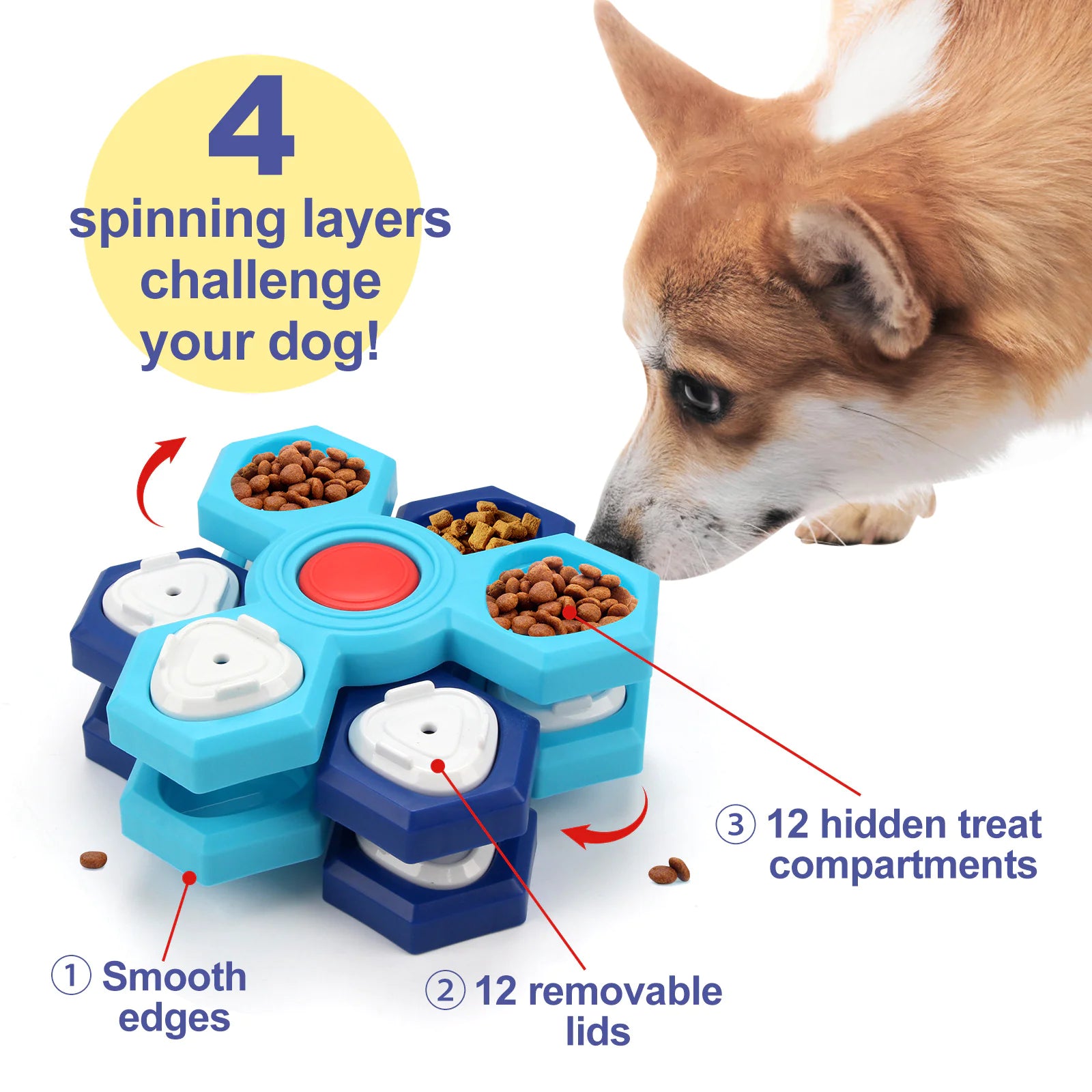 Interactive Dog Treat Puzzle Toy